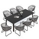 preview thumbnail 14 of 17, 9PC Patio Outdoor Aluminum Dining Table Sets with Umbrella Hole with Rattan Chair