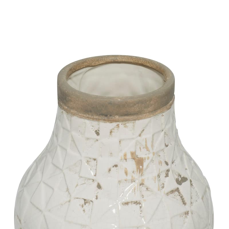 Ceramic Vase - White - Roche River Decor - 8"W x 8"L x 16"H