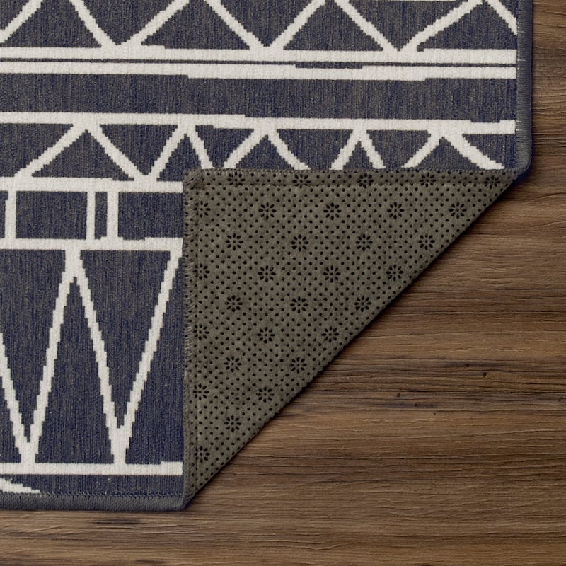 My Magic Carpet Machine Washable Rug Chelsea Tribal Aztec Dark Grey