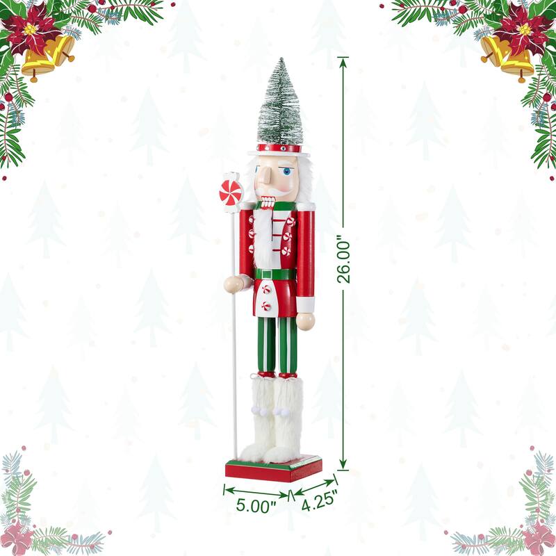 Glitzhome Wooden Christmas Green Brush Tree or Pink Cake Nutcracker