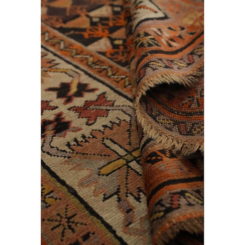 Hand Knotted Oriental 100% Wool Carpet Traditional Geometric Black Area Rug - 6' 0'' X 3' 7''
