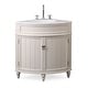 preview thumbnail 5 of 15, 24-Inch Benton Collection Corner Bathroom Vanity with Single Shelf Cabinet, White Quartz Countertop, and Ceramic Sink Tan