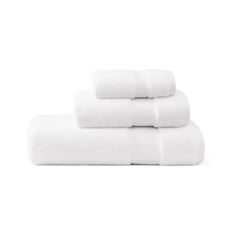 Tommy Bahama Long Branch Solid Cotton 3 Piece Towel Set - 3 Piece - White