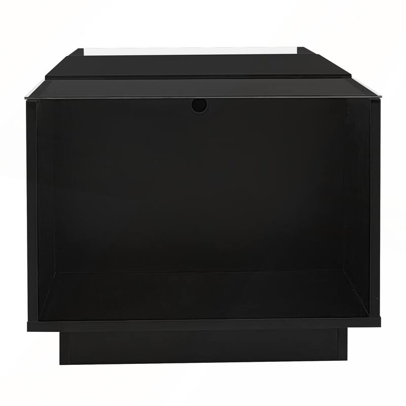 Modern Center Table with High-Gloss Finish and Glass Tabletop