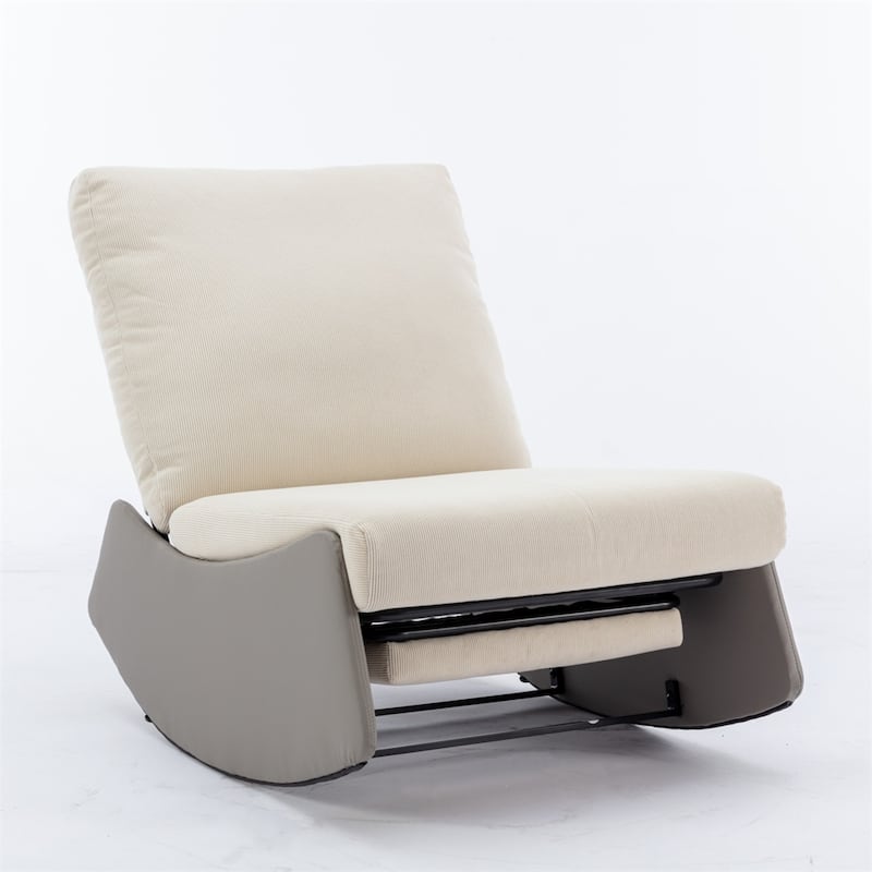 Modern Upholstered Rocking Chair Recliner w/ Footrest and Soft Padded