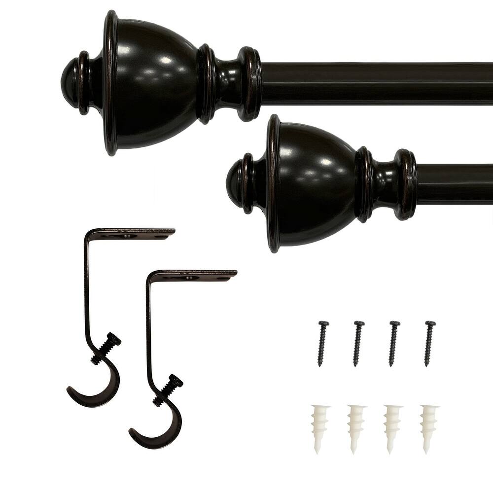 5/8" Drapery Single Curtain Rod Set with Decorative Urn Finials_Oil Rubbed Bronze