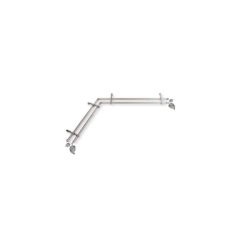 Corner Window Curtain Rod Double - Satin Nickel Adjustable 66-120" - Drapery Rod Set for Layering - M