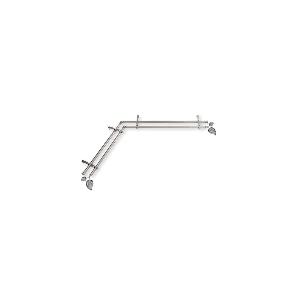 Corner Window Curtain Rod Double - Satin Nickel Adjustable 66-120" - Drapery Rod Set for Layering - M