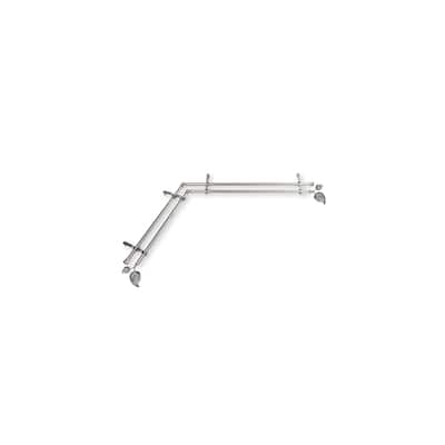 Corner Window Curtain Rod Double Rustic Adjustable 48-84" Satin Nickel Home Decor - M