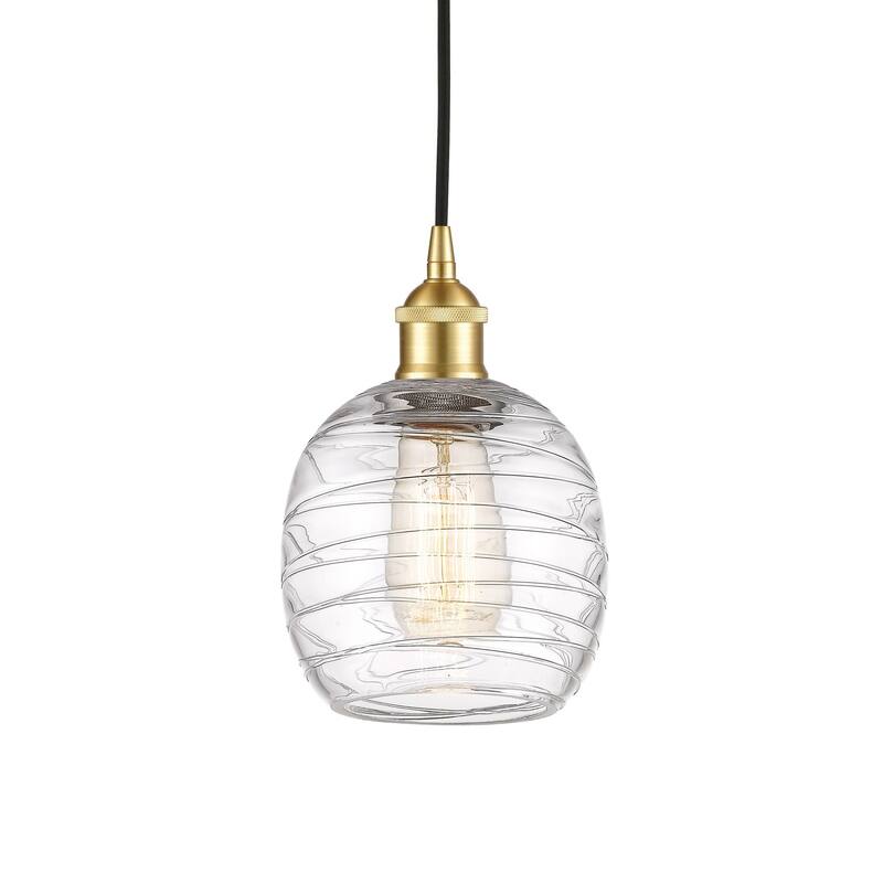 Innovations Lighting 616-1P-10-6 Belfast Pendant Belfast 6" Wide Mini - Satin Gold / Deco Swirl