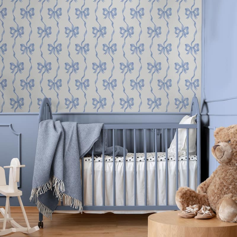 Cath Kidston Ribbon Bow Blue Wallpaper
