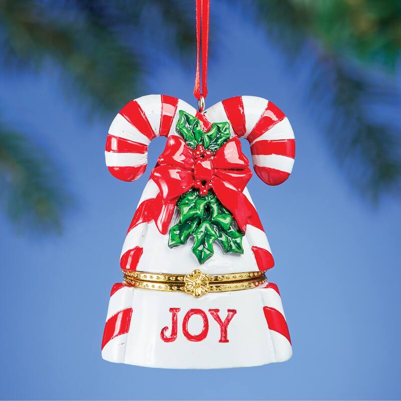 Hand Painted Holiday Trinket Box Ornament - 5.000 x 3.800 x 3.250 - Multi