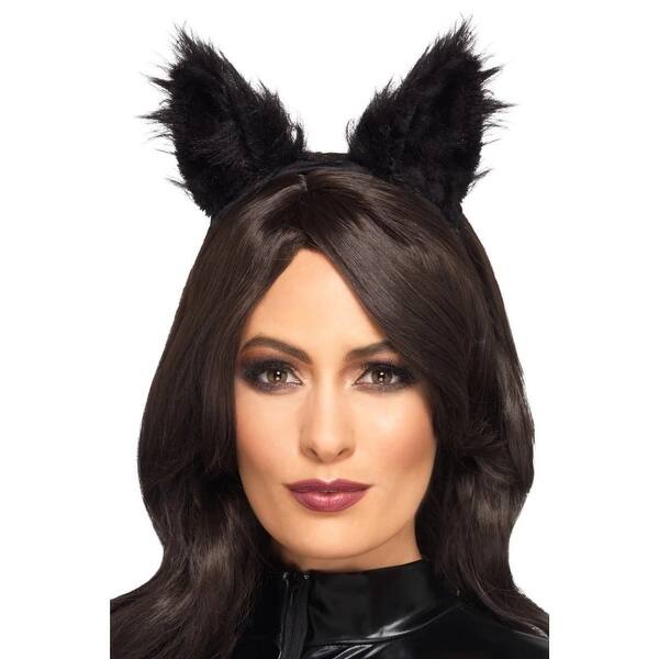 Shop 20 Black Long Pile Fur Cat Ears Women Adult Halloween