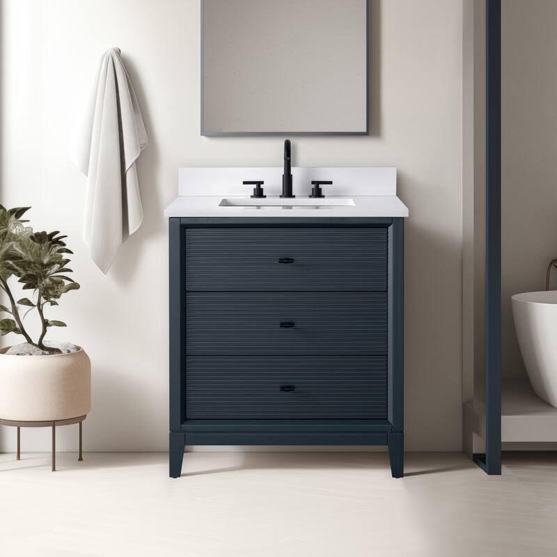 Vanity Art 30" Freestanding Bathroom Vanity with Engineered Marble Top and Sink