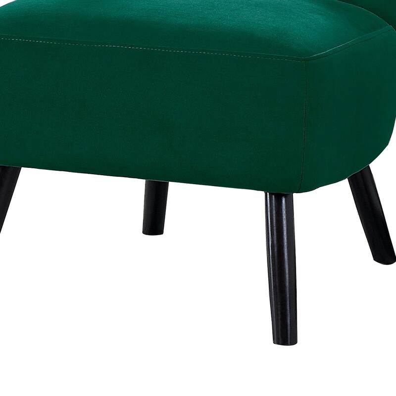 Upholstered Armless Accent Chair with Flared Back and Button Tufting, Green - 33 H x 27.5 W x 22.5 L Inches