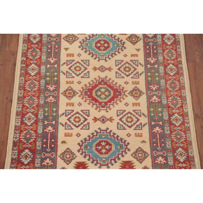 Kazak Oriental Foyer Rug Hand-Knotted Wool Carpet - 2'9" x 3'11"