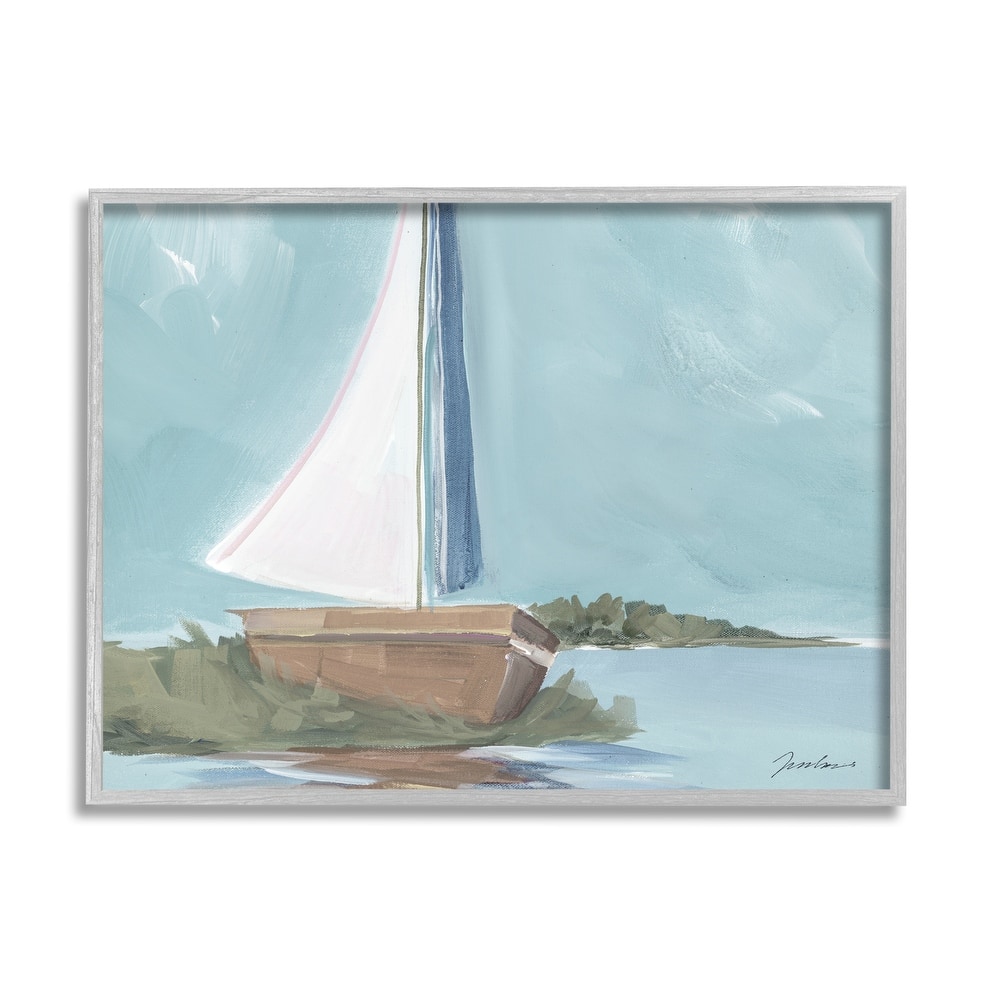 Stupell Maritime Sailboat Scene Framed Giclee Art Design by Liz Jardine