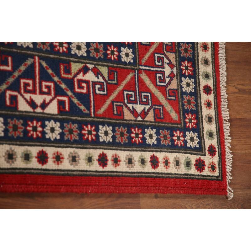 Red Kazak Area Rug Hand-Knotted Wool Carpet - 6'8" x 9'3"