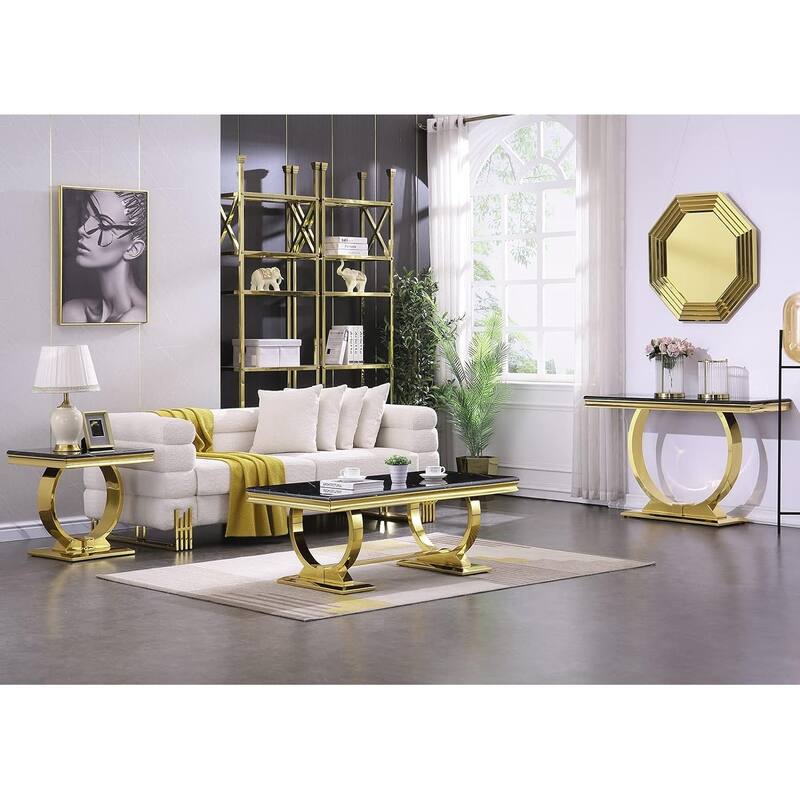 Modern metal End Table with Square Gloss Top and with metal U-shaped base