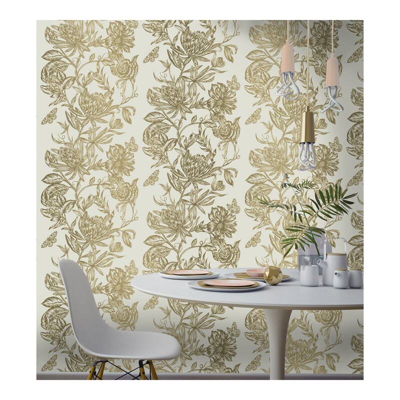 Advantage Marquis Gold Floral Wallpaper - 20.5 x 396 x 0.025
