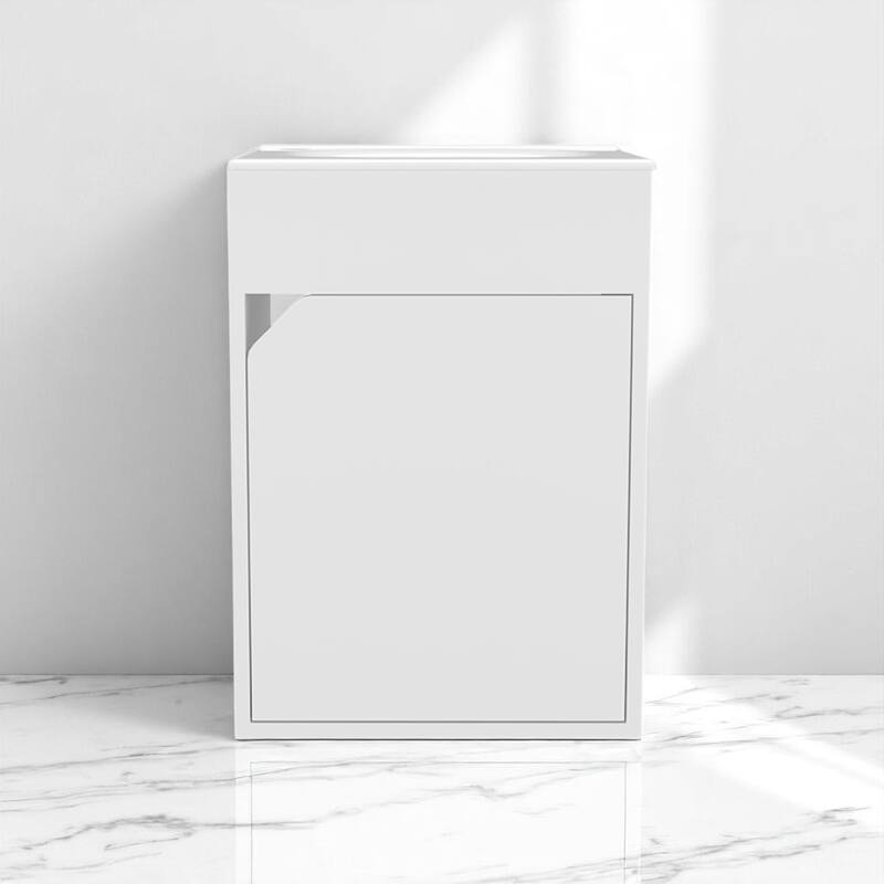 15.5" Bathroom Vanity with Integrated Sink - Compact Freestanding Cabinet with Storage for Small Bathrooms, No Faucet Included