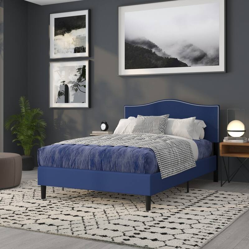 Arched Upholstered Headboard with Nailhead Trim