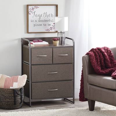 mDesign Wide Dresser Storage Chest, 4 Fabric Drawers