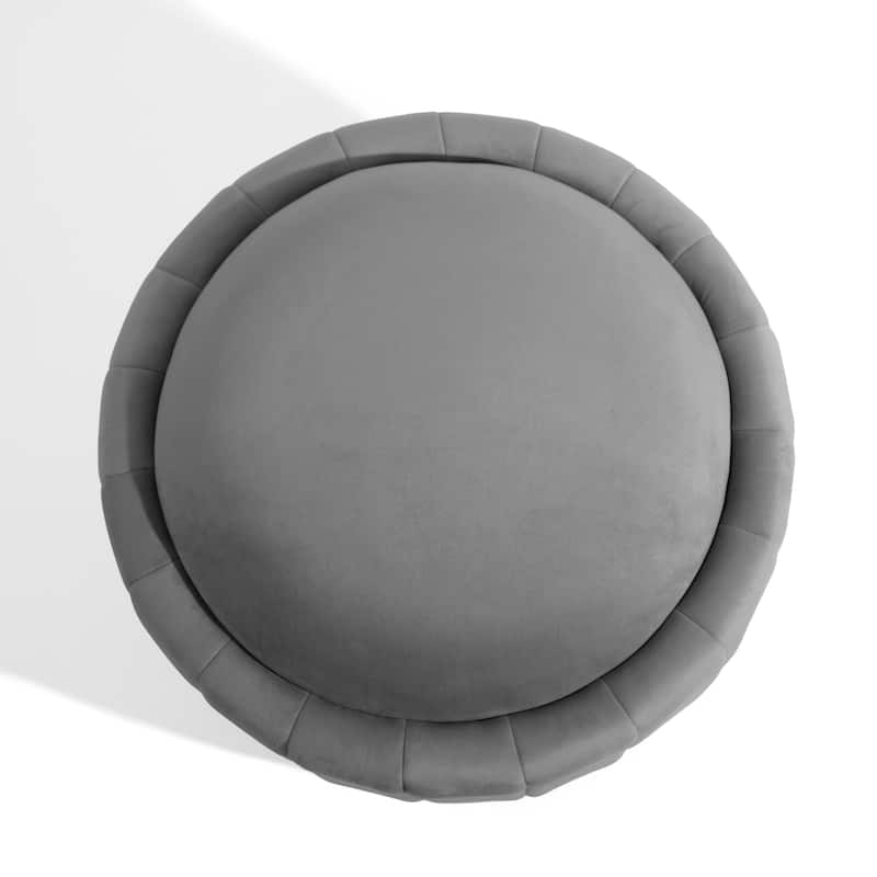 29" Modern Velvet Round Storage Ottoman