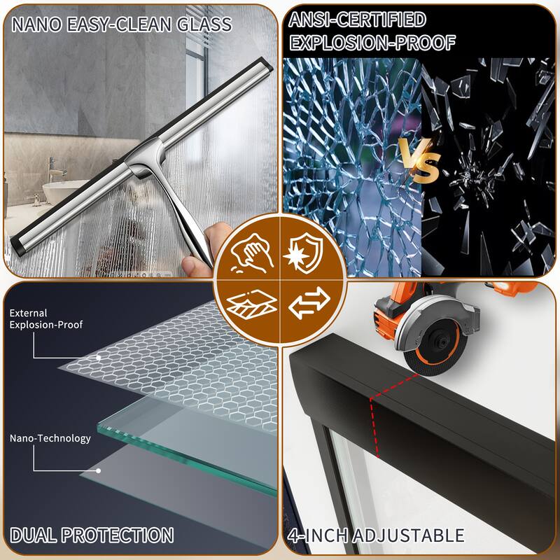 Modland 56-60"x70'' Adjustable Double Sliding Shower Door, 1/4" ANSI Glass with Nano Coating, Framed Bypass Enclosure