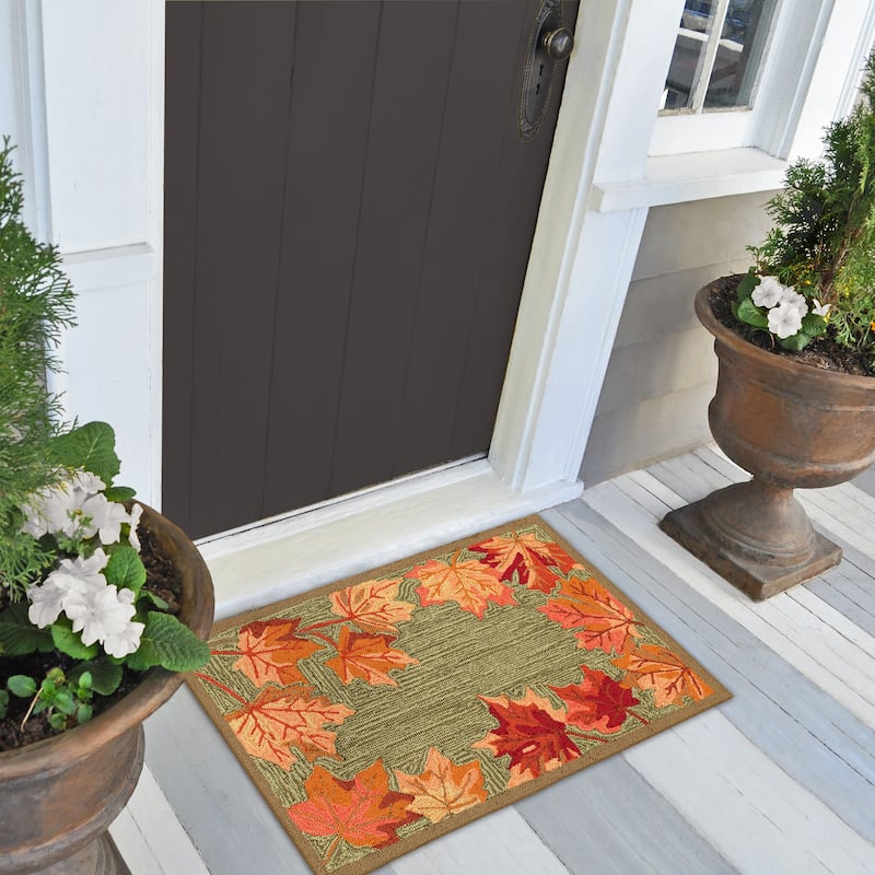 Liora Manne Ravella Falling Leaves Border Indoor/Outdoor Rug
