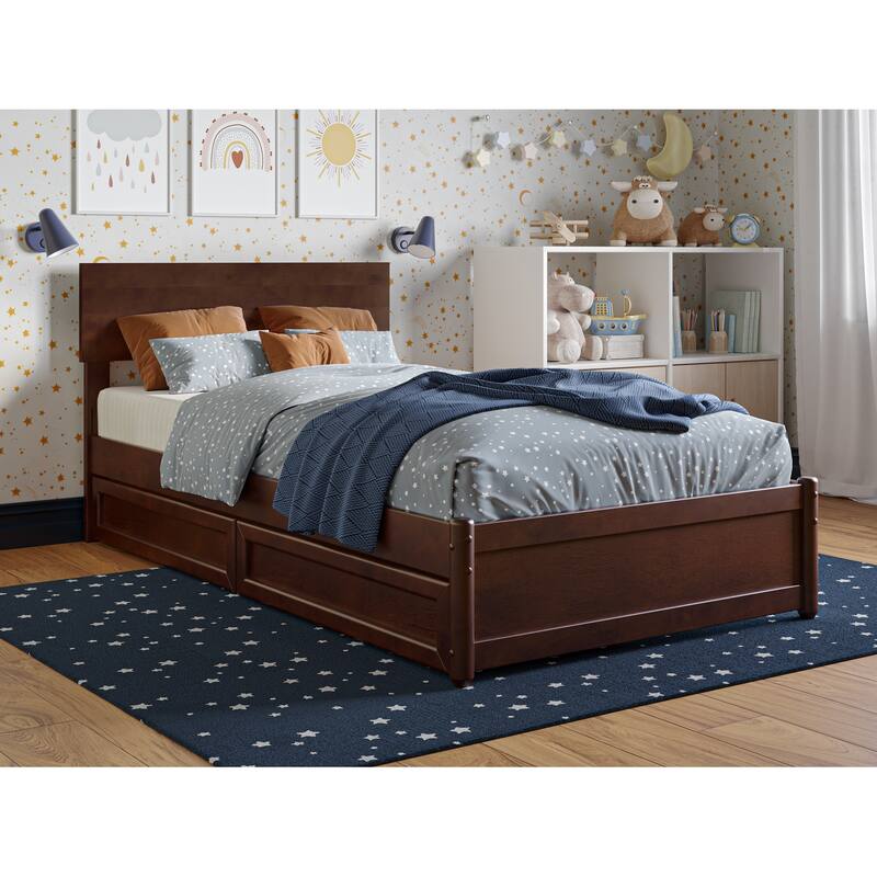 Wesley Platform Bed with Panel Footboard and Storage Drawers