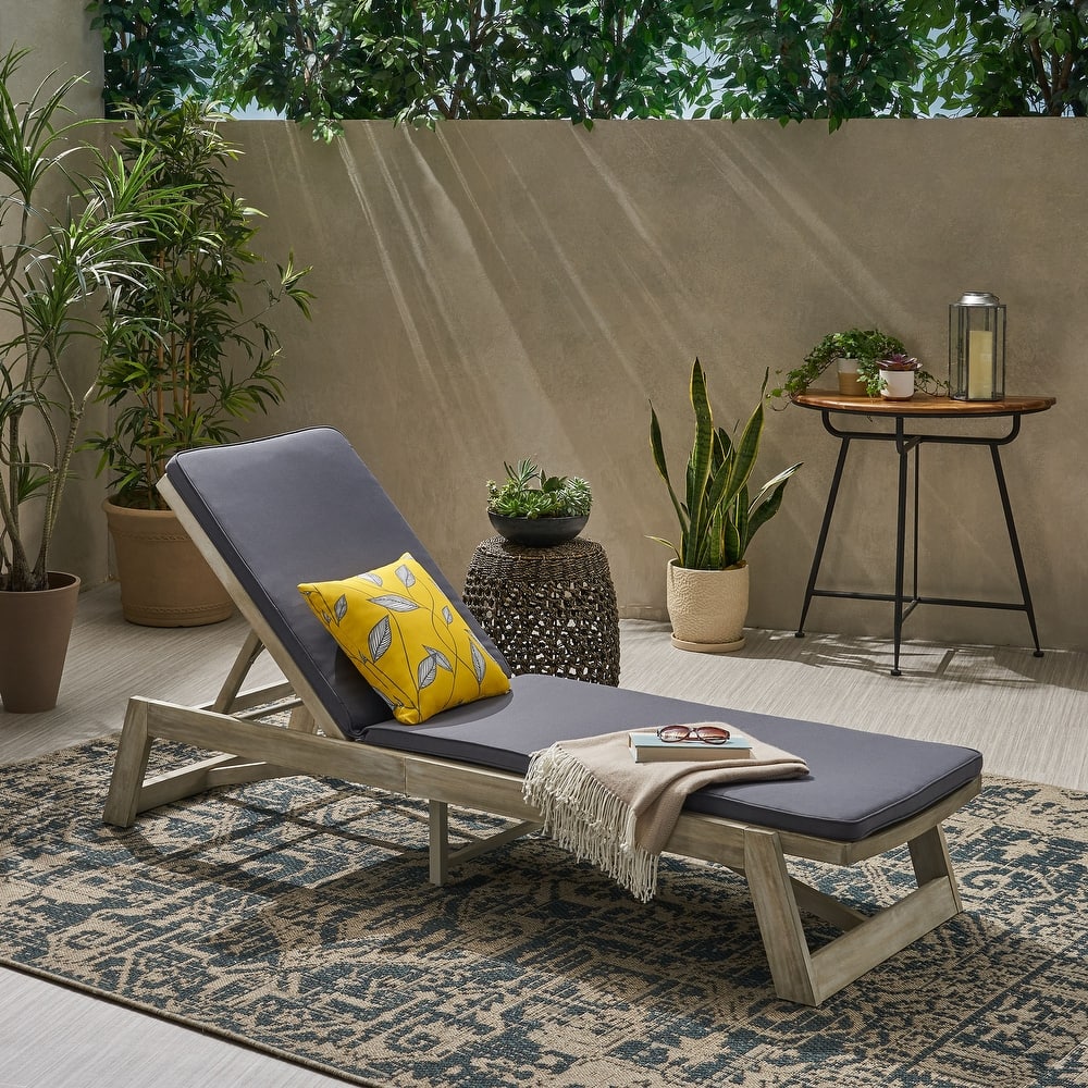 Maki Acacia Wood Chaise Lounge Set by Christopher Knight Home