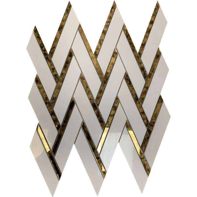 Emser Tile Impulse - 14" x 15" Parallelogram Herringbone Mosaic Floor - White