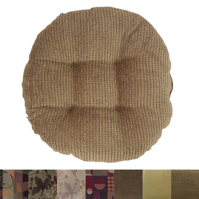 18-inch Round Jacquard Chenille Tufted Footstool Cushion - 18 x 18