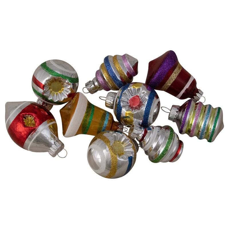 9ct Silver and Gold Glass 2-Finish Glittered Christmas Ornaments 2.5"