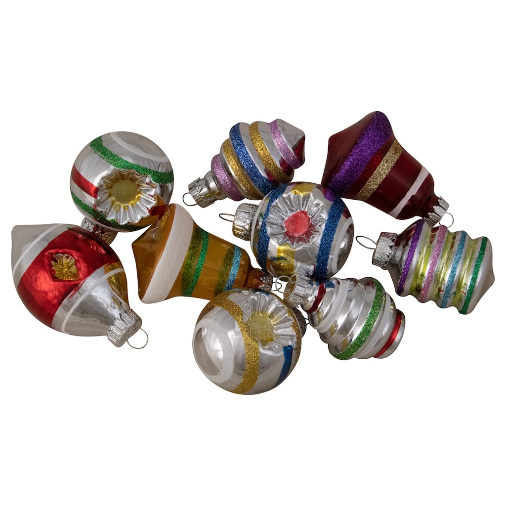 9ct Silver and Gold Glass 2-Finish Glittered Christmas Ornaments 2.5"