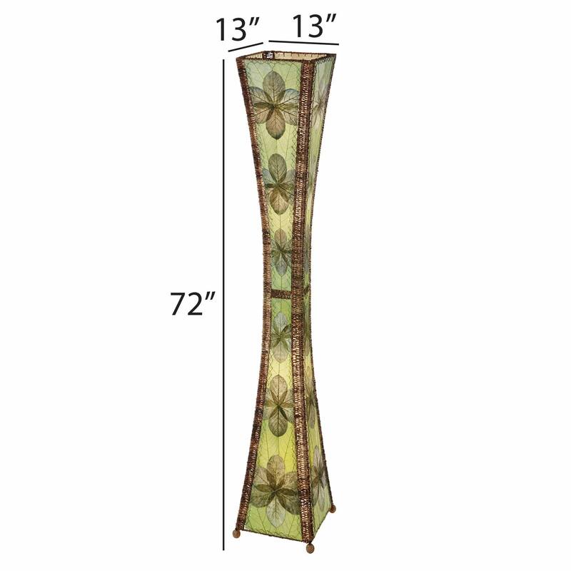 Eangee Handmade Hourglass Giant Floor Lamp, Jackfruit Leaves Shade, 13 x 13 x 72 in.