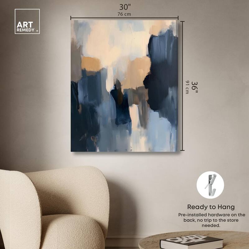 Navy Beige I Canvas by Art Remedy, Gallery Wrapped