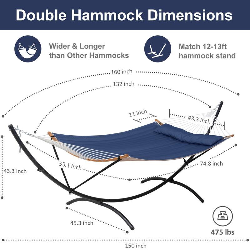 Portable Freestanding Hammock with Curved Stand for Outside