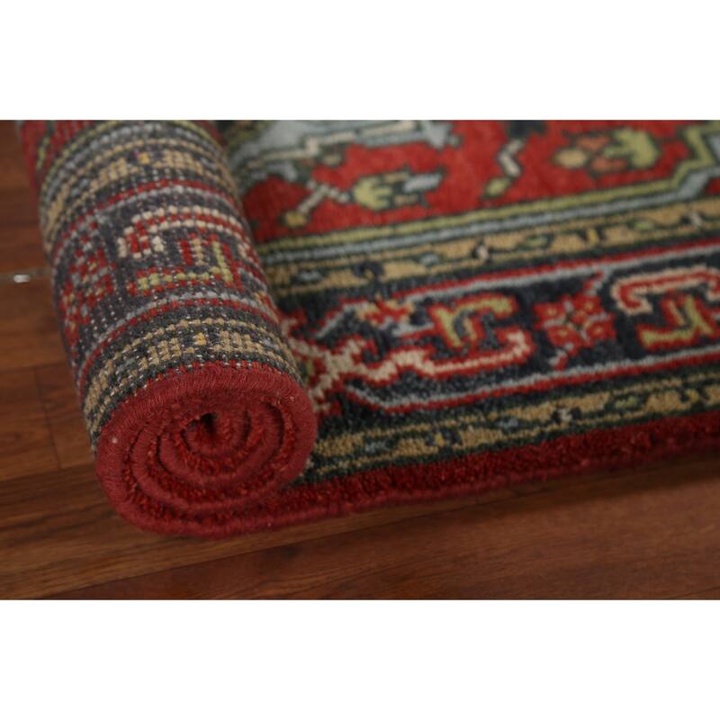 Geometric Heriz Serapi Indian Accent Rug Hand-Knotted Wool Carpet - 3'0"x 4'11"