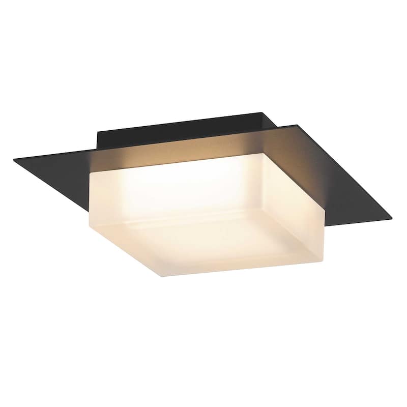 8 Inch Square LED Flush Mount Light Etched Acrylic Shade Dimmable