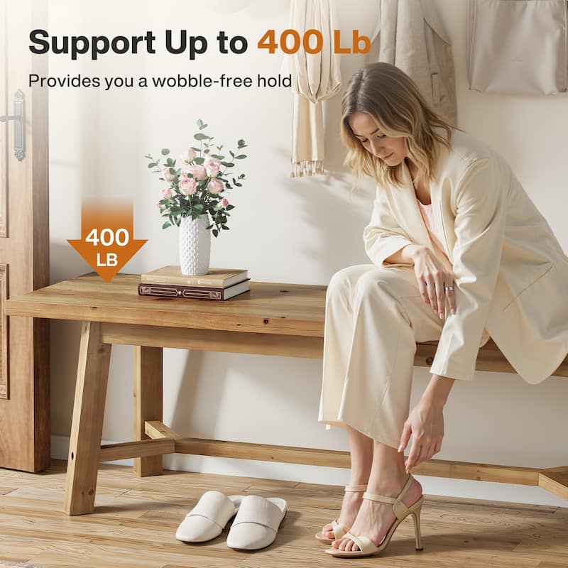 55" Solid Wood Shoe Bench for Entryway