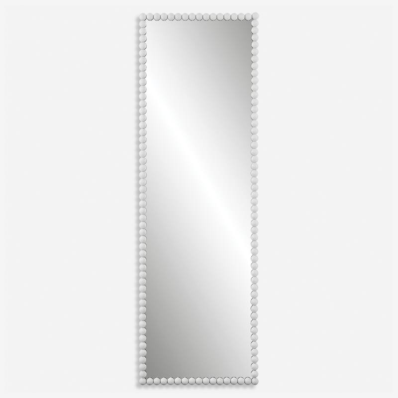 Beaded Frame Rectangular Full-Sized Mirror - 72.25" - White