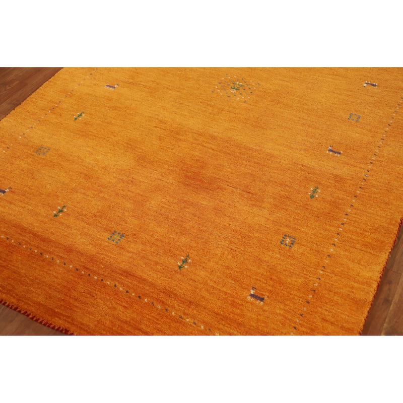 Hand Knotted Oriental 100% Wool Carpet Tribal Tribal Oranges & Rust Gabbeh Area Rug - 7' 7'' X 4' 10''