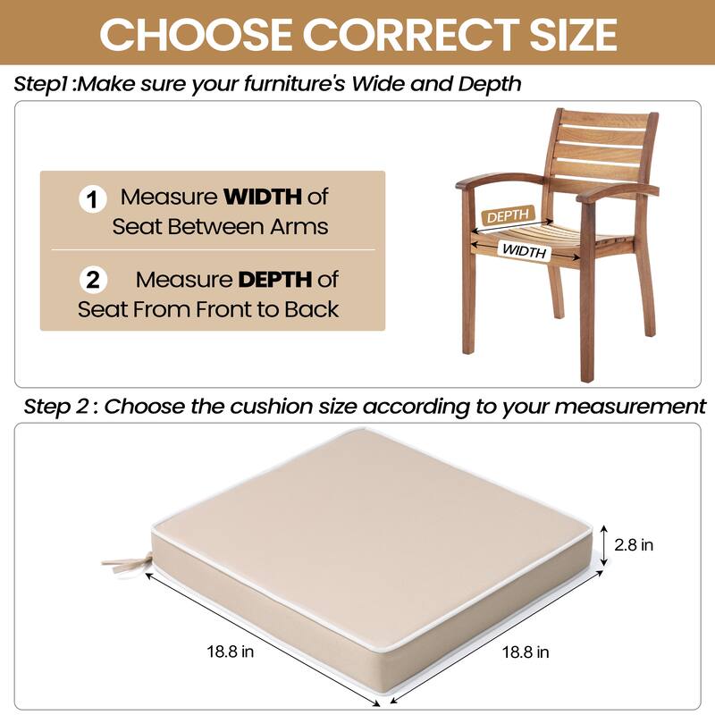 VredHom 17''/18.8'' Square Outdoor Chair Pad (Set of 2/4)