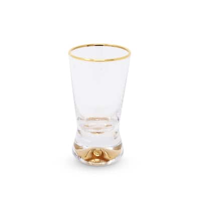 Liquor Glasses with Gold Rim and Gold Reflection Base, Set of 6