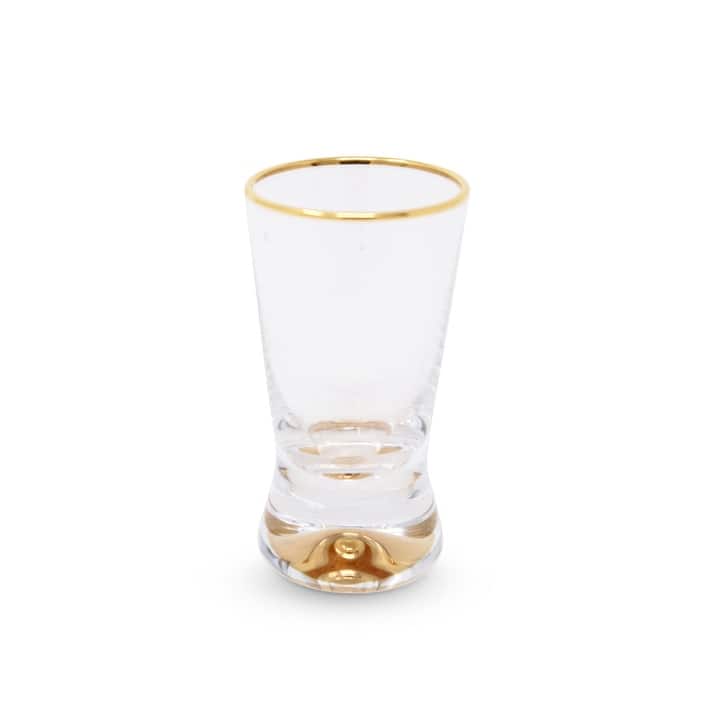Liquor Glasses with Gold Rim and Gold Reflection Base, Set of 6