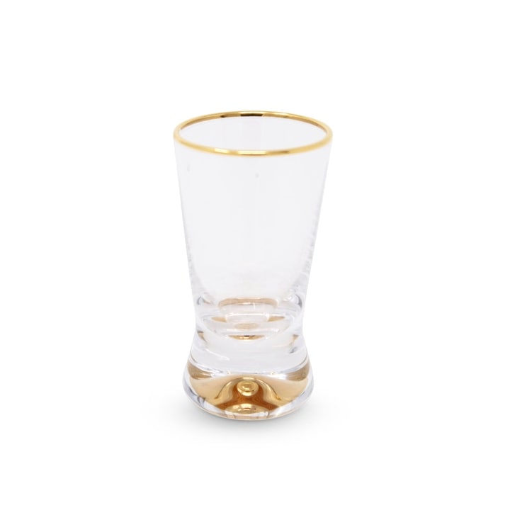 Liquor Glasses with Gold Rim and Gold Reflection Base, Set of 6