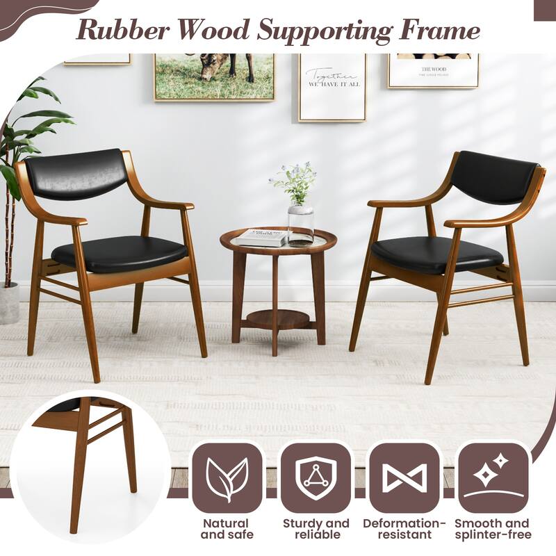Gymax Set Of 4 PU Leather/Velvet Dining Chair w/ Padded Seat & Back