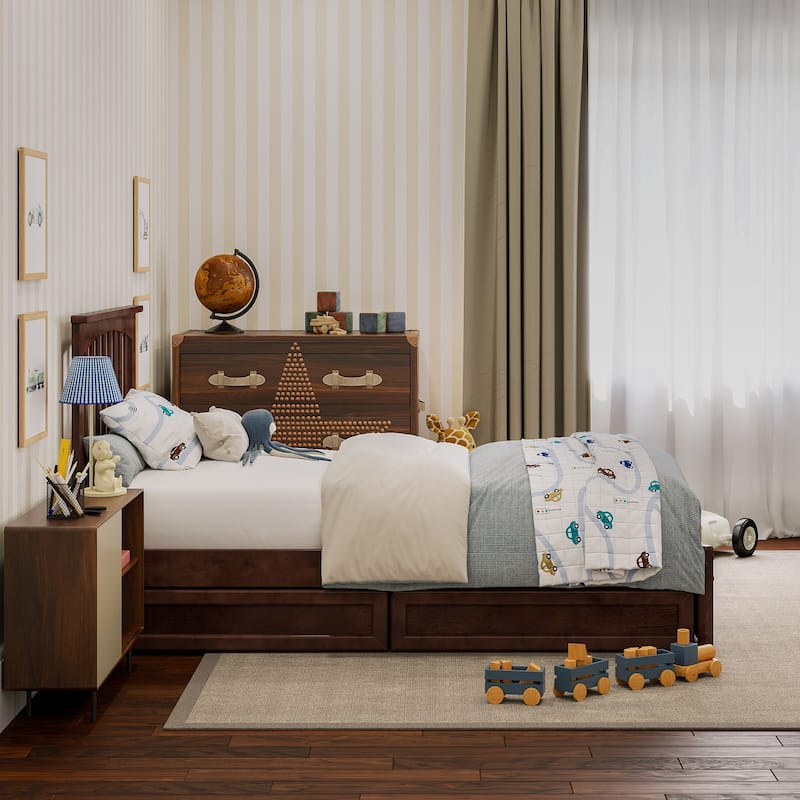 Everett Platform Bed with Panel Footboard and Storage Drawers